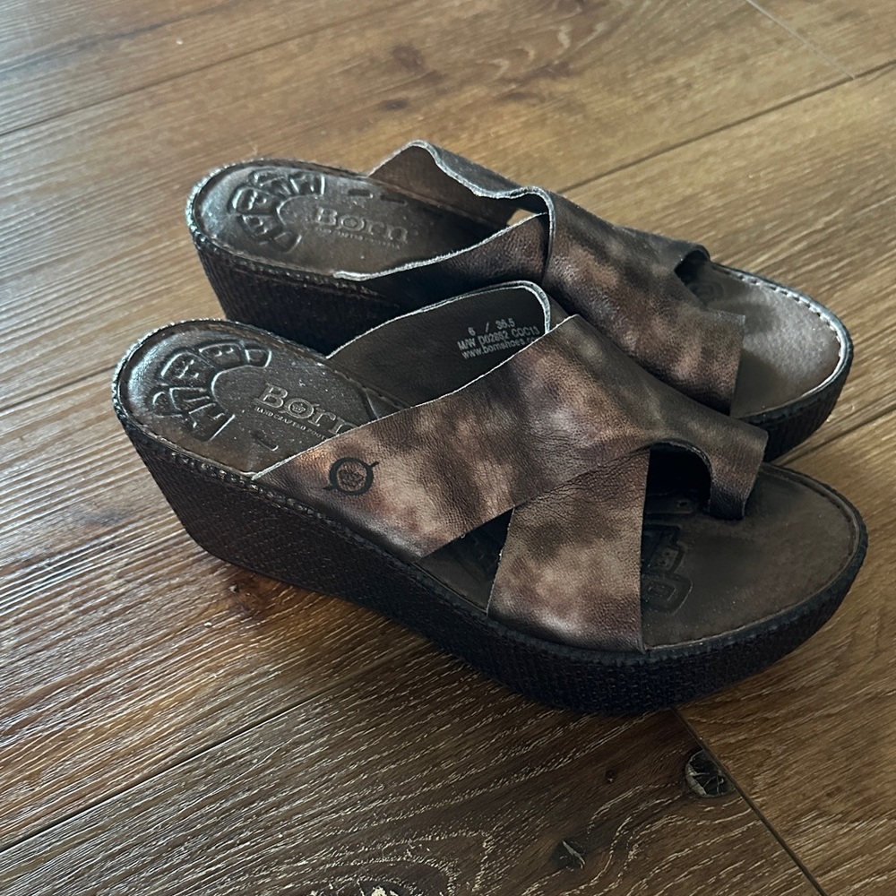 Born Dark Brown Wedge Sandals